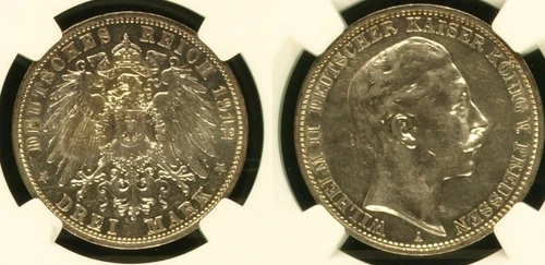 German States PRUSSIA 1912A 3 Mark NGC AU50 KM# 527 #1326