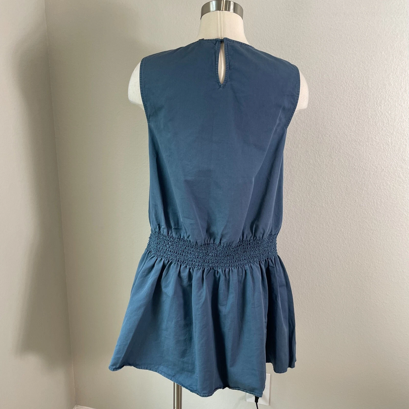 Abito donna Kate Spade Saturday blu medio vita bassa misto cotone lino