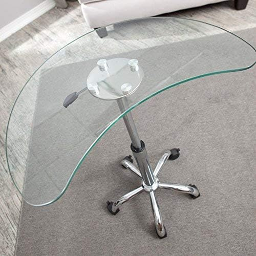 Home and Office Clear Glass and Aluminum Laptop Stand with Casters - Picture 5 of 5