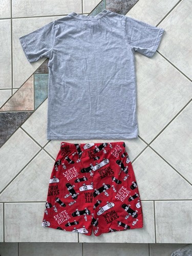 Boys Size 12 Short Pyjamas PJs Set Top Pants Skate Ninja Red Grey White Black - Picture 4 of 4