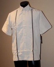 Centro Men  s SILVER LINING Guayabera HABANERA Rockabilly Bowling Shirt SMALL