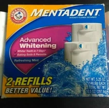 Mentadent Refreshing MintToothpaste, Advanced Whitening, Twin Refills 5.25 Oz 
