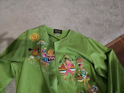 Bob Mackie Wearable Art Women's Blazer Green 2 XL New