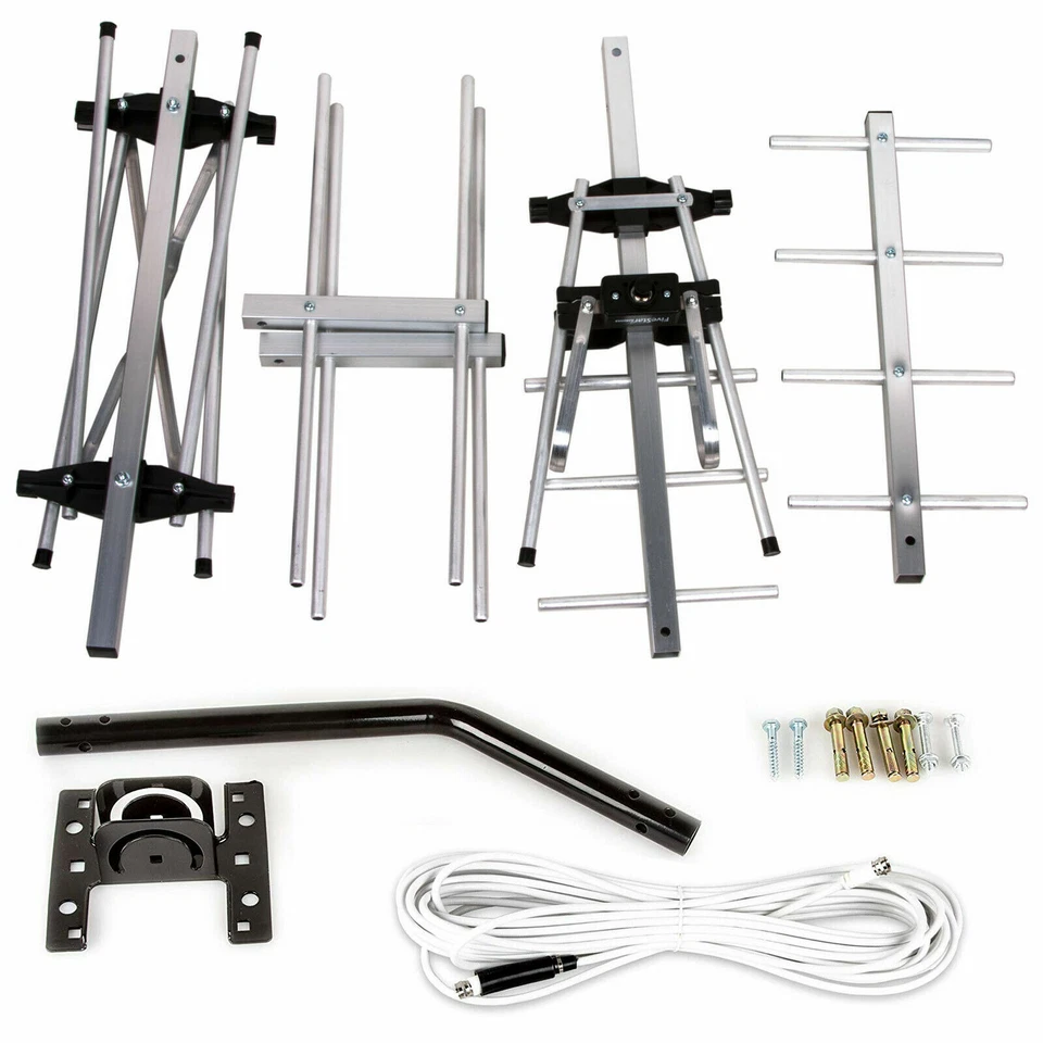 HDTV Yagi Outdoor Antenna Amplified Digital VHF UHF 200 Miles Mounting Pole - Image 2 of 4