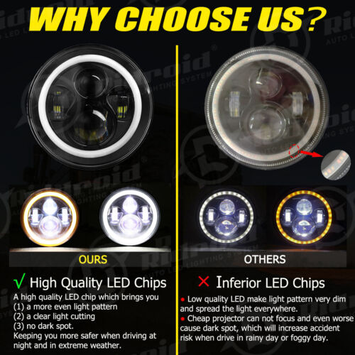 For Hummer H2 H3 H3T 06-10 7" LED Headlights 4" Fog Lights Combo Halo Angel Eyes - Picture 15 of 24