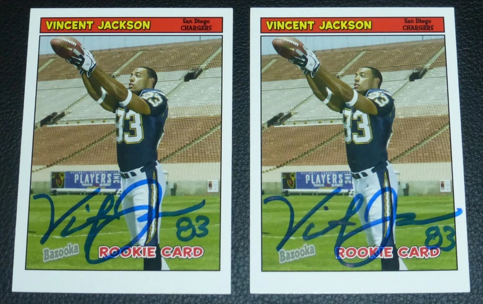 Tarjeta de novato firmada por Vincent Jackson 2005 Topps Bazooka #179 certificado de autenticidad PSA/DNA RC automática Foto 4 de 4