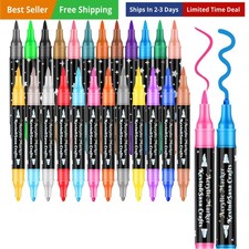 24 Colors Dual Tip Acrylic Paint Marker Pens Set, Multifunctional Acrylic Tip...