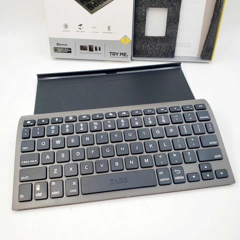 Zagg Keys Universal Compacto Ergonómico Teclado Cubierta y Soporte para Tablet iPad Foto 2 de 3