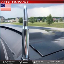Stubby Bullet Antenna 50 Caliber Fits Ford F150 F250 F350 RAM 1500 2500 Chrome