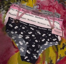 5 NEW JUICY COUTURE JC7242 5PKCK MF NO PANTY LINES LOGO WAIST HIPSTER PANTIES M