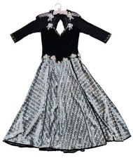 Custom Floral Ballroom Dance Dress   Rhinestone  Appliqu  Details, Size S/M