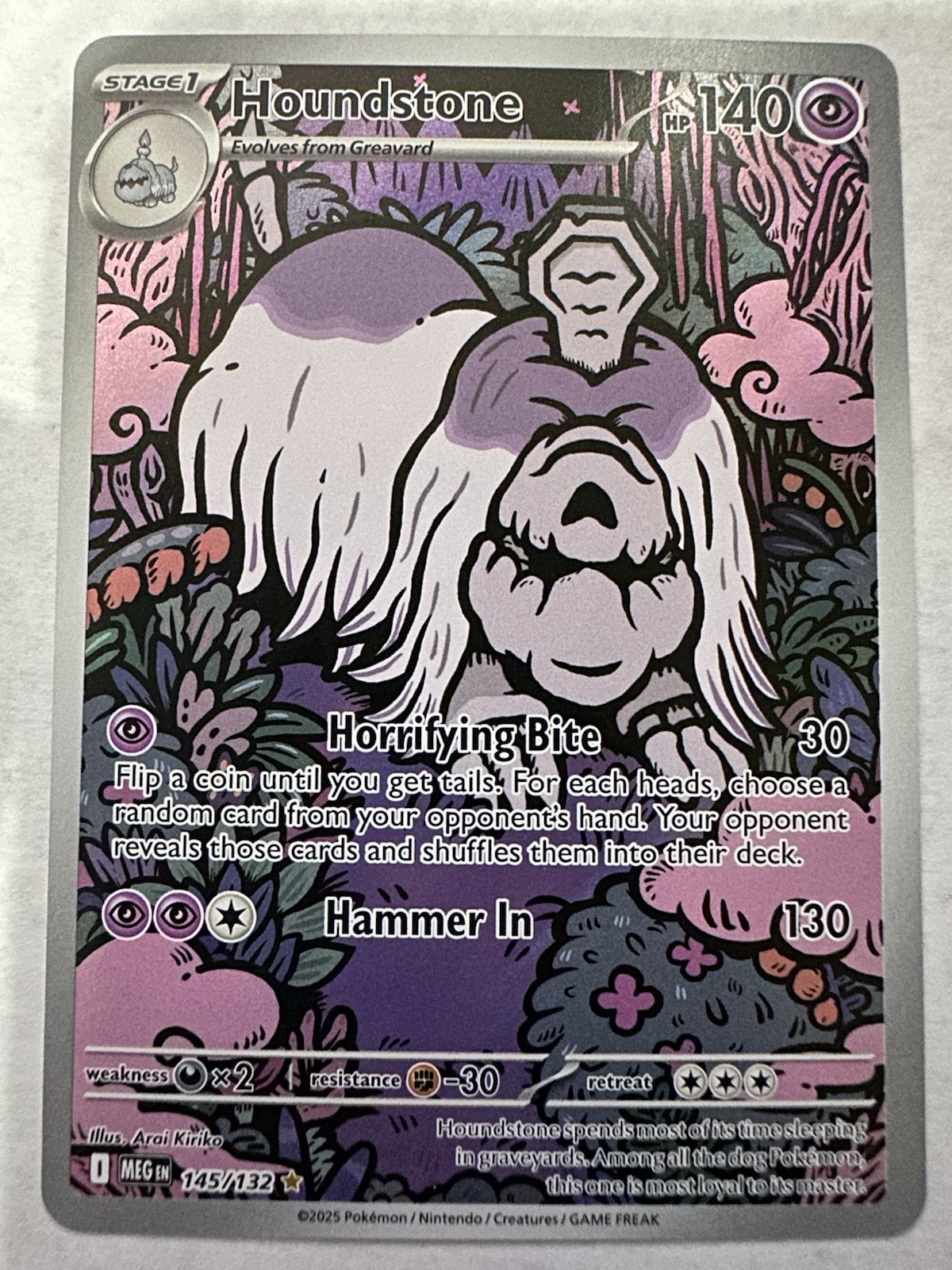 Pokémon TCG Houndstone Mega Evolution Holo Card 145/132 NEAR MINT