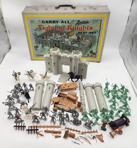 MARX Fighting Knights Carry All Medieval PLAY SET 1968 4635 Near Complete Extras