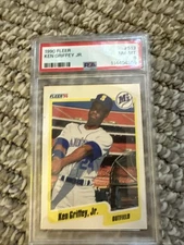 1990 Fleer Ken Griffey Jr #513 Blue Dot Error Very Rare PSA Mint 8