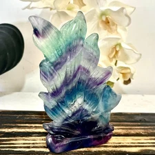 1.17LB Natural and Beautiful Colored Fluorite Hand Carved Crystal Healing