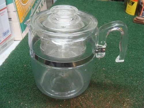 Pyrex Vintage Flameware 9 Cup Glass Coffee Percolator 7759 Complete SEE & READ