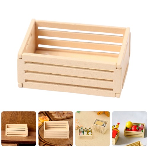 5 Piezas Cesta de Almacenamiento de Madera Cesta Miniatura Dollhouse Decoraciones - Imagen 10 de 12