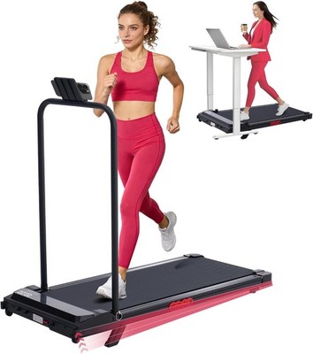 Portable Mini Treadmill with Incline & Handle Bar, 0.6-7.6MPH for Small Spaces