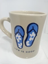 LIFE IS GOOD  MUG. LIFE IS GOOD BEACH COFFEE MUG. FLIP FLOPS DECO MUG. B402