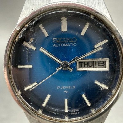藍色ガラス時計（大正末~昭和初期） Seiko Automatic Watch Women 25mm Blue Dial Silver Tone Daydate