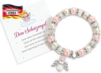 Perlenarmband Mit Schutzengel Und Kreuz FüR Kommunion Und Taufe FüR MäDchen