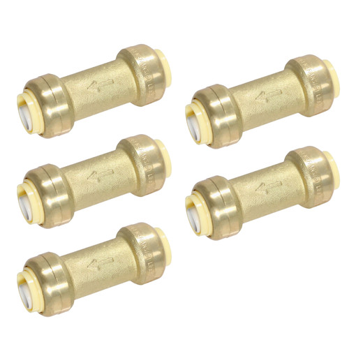 5 Pack XFITTING 1/2" Push Fit x 1/2" Push Fit Check Valve, Lead Free Brass, NSF