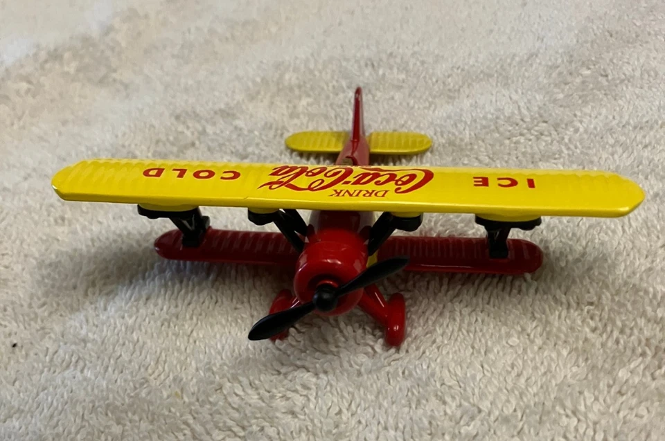 (2) New Coca Cola Replica Bi-Planes Die-cast 1932 Stearman 1Red in box +1Yellow - Image 4 of 4