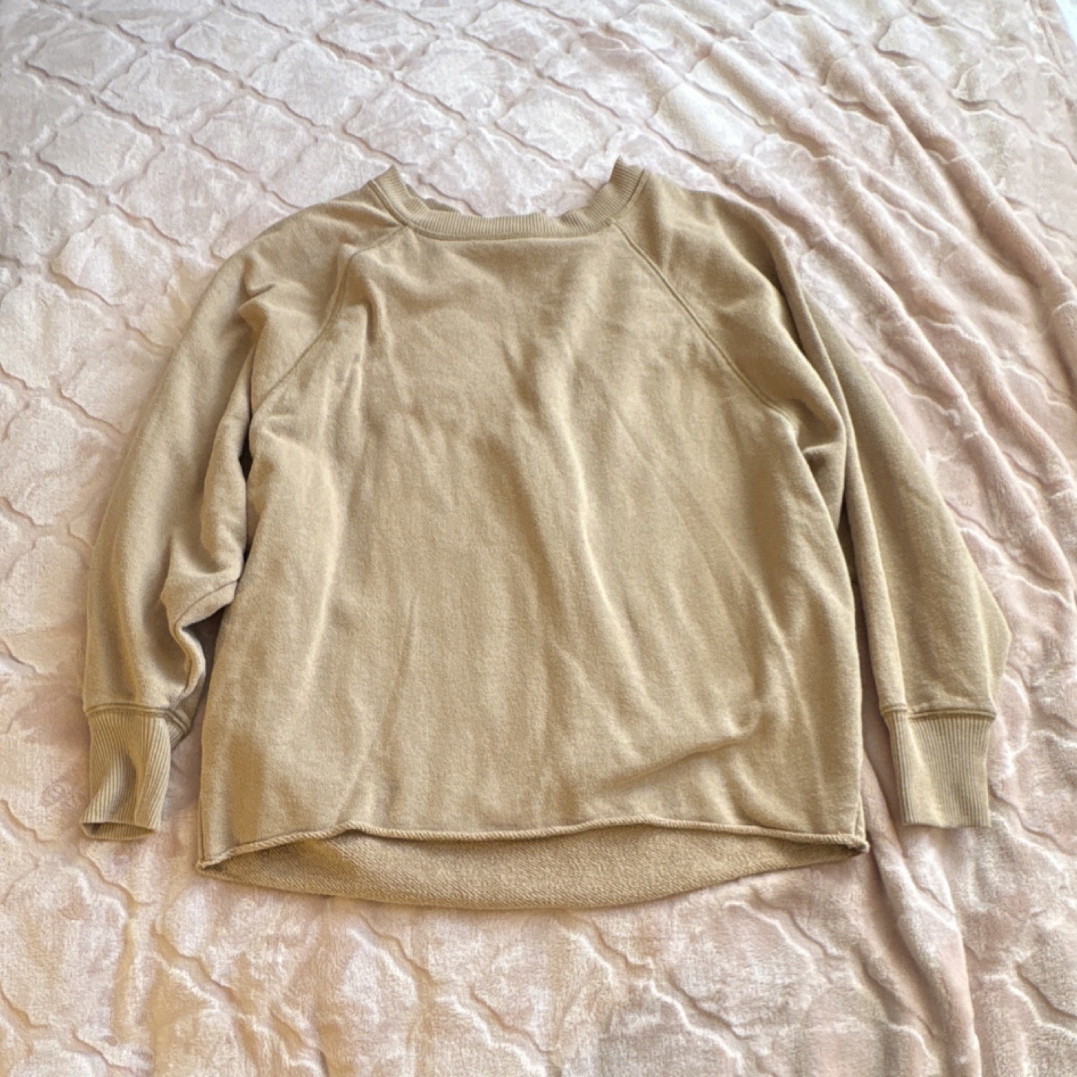 Aerie Women's Beige Solid Pullover Sweatshirt Crew Neck Long Sleeve XS