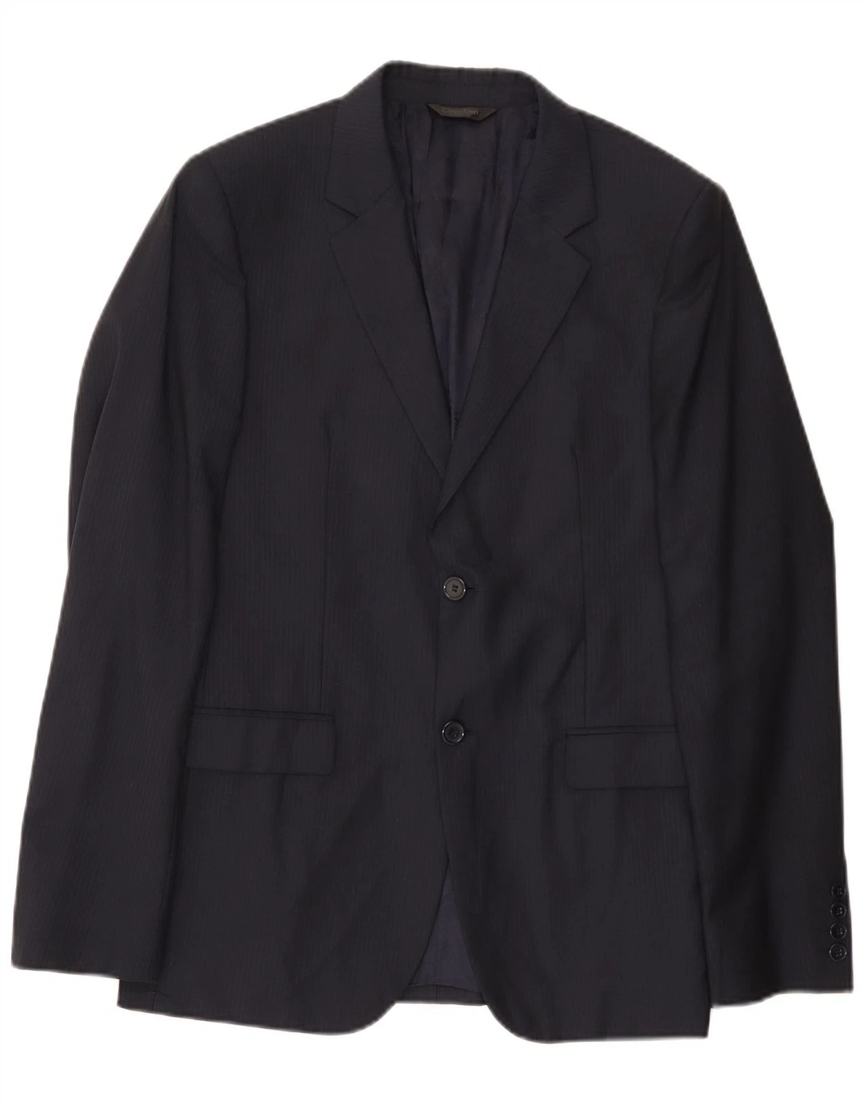 Calvin Klein Mens 2 Button Blazer Jacket IT 48 Medium Navy Blue Pinstripe AJ17