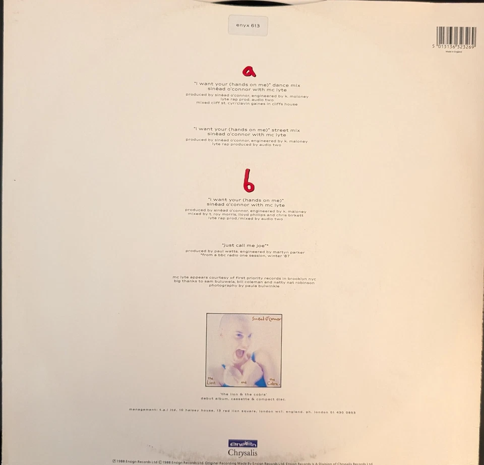 Sinead O'Connor & MC Lyte I Want Your Hands On Me Vinyl Record VG/VG ENYX613 Foto 2 de 2