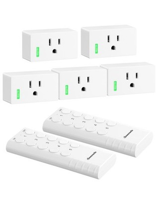 DEWENWILS Indoor Wireless Remote Control Outlet Plug in w/2 Remotes +5 Sockets