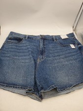 Time and Tru Women's High Rise Denim Shorts, 5" Inseam, Size 20