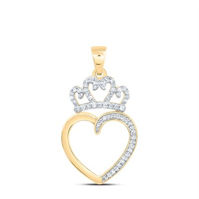 0,19 ctw natürlicher Diamant offenes Herz Krone 10k Gelbgold