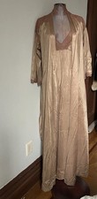 Gorgeous Bronze / Gold Vintage Night Gown  Robe Lace Detail 2 PC Set Xs / Small