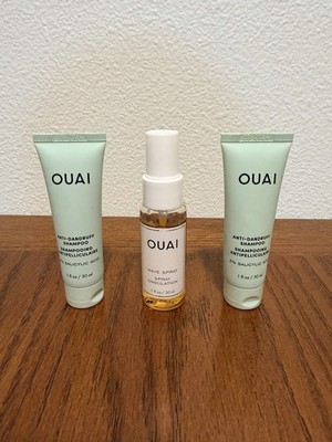 Ouai Lot - Wave Spray Travel Size 1oz and Anti Dandruff Shampoo 1 oz - 2 bottles