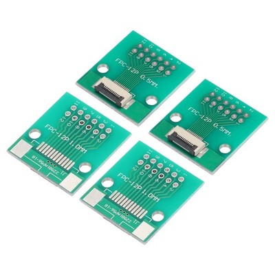 FPC FFC PCB Platine 12P 0.5mm am Sockel Seite Rückseite 1.0mm bis DIP 2.54mm 4st