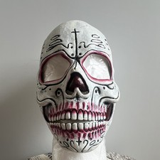 Day of the Dead Skull Full Face Late Mask White Black Adult Unisex Halloween