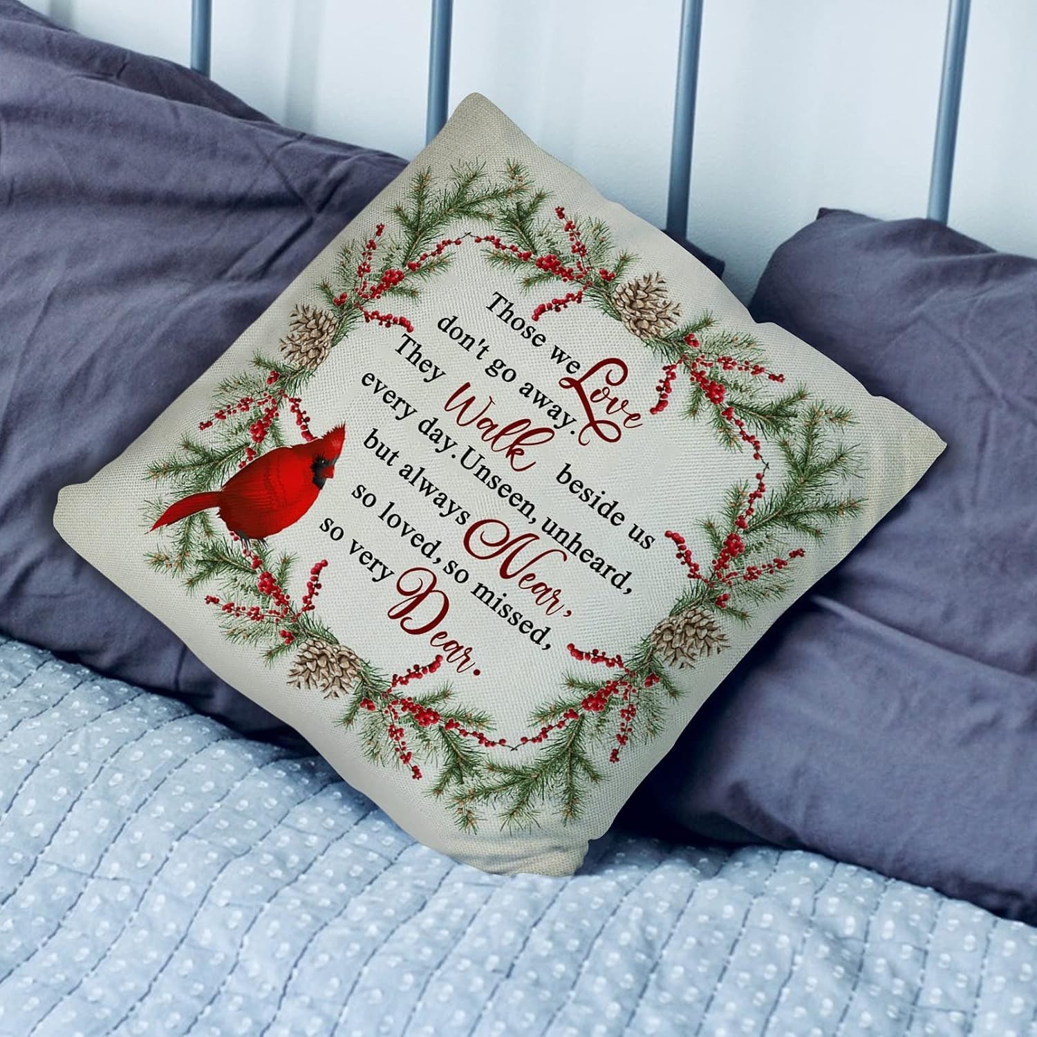 Winter Cardinal Decorative Throw Pillow Cover Christmas Red Birds Pine ...