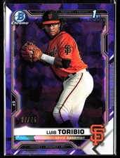 2021 Bowman Chrome Luis Toribio BCP-228 Purple Saffire Refractor SP /25 Giants