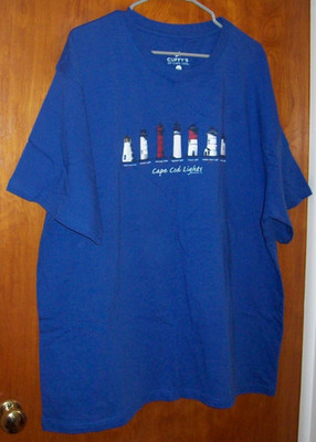 Cuffys Shirt Royal Blue Cape Cod Light Houses Massachusetts T-shirt - size 2XL