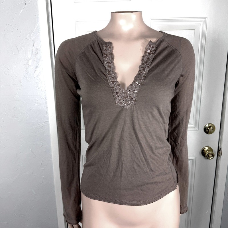 Vintage y2K One Step Up Women's Shirt Small Cotton Long Sleeve Casual Lace UU23