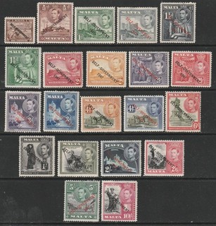 (A296) Malta George VI 1948 53 Self Government Basic Set Mint