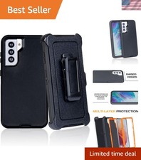 Black Military Grade Galaxy S21 Case with Rugged Belt Clip  Kickstand Feature