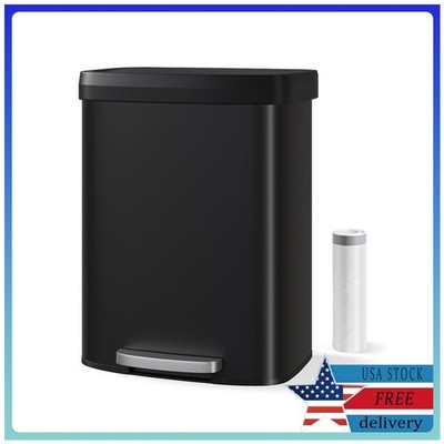 60L Garbage Can Stainless Steel Trash Can Kitchen Trash Can Waste Container