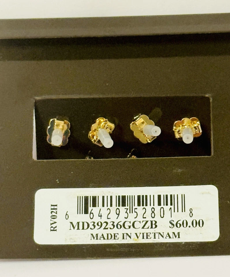 Nadri 耳环 2 对立方氧化锆 (CZ) 和镀金黄铜 全新 ~ 60 美元 零售 — 第 3/3 张图片