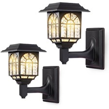 Solar Wall Lanterns Outdoor Waterproof LED Solar Deck Fence Lights 2 Pack New