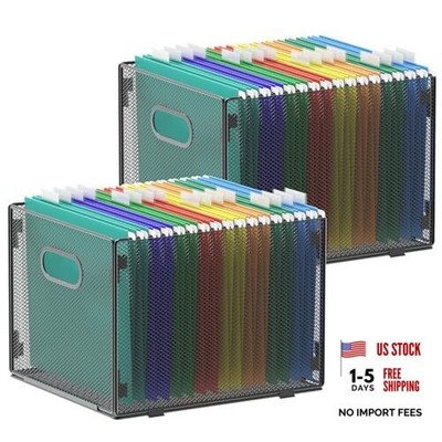 Hanging File Organizer - Mesh File Folder Box - Filing Box - 2 Pack