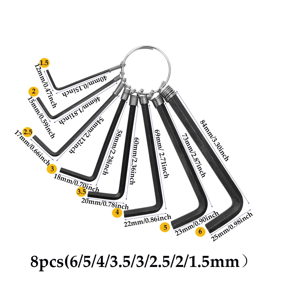 Mini Hex Key Set, 8/10pcs, 1.5-10mm Allen Wrench Kit, Portable Screwdriver Tool - Image 2 of 4