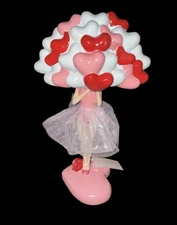 Bella Lux Valentines Ballerina Lady with Bouquet of Hearts Valentine Decor New