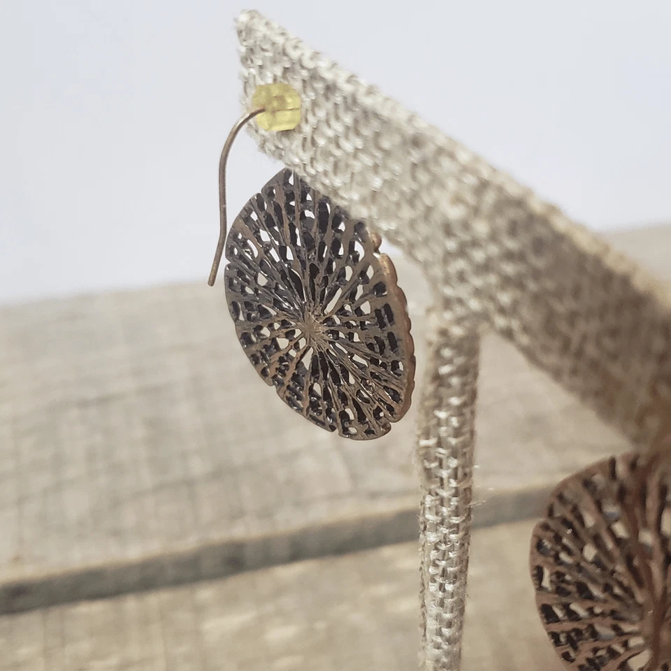 Pendientes de filigrana lágrima gancho francés 1928 diseño web rosa y cobre Foto 4 de 4